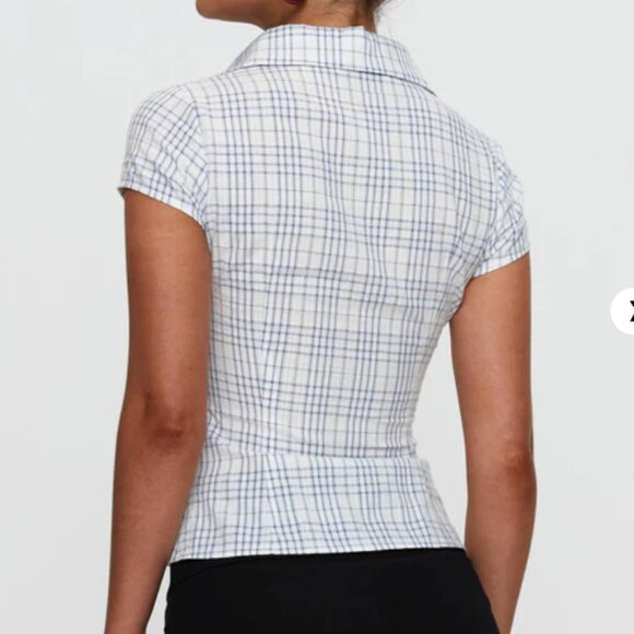 *NWT* Princess Polly Cottesloe Blouse - Blue Checker - Picture 2 of 4